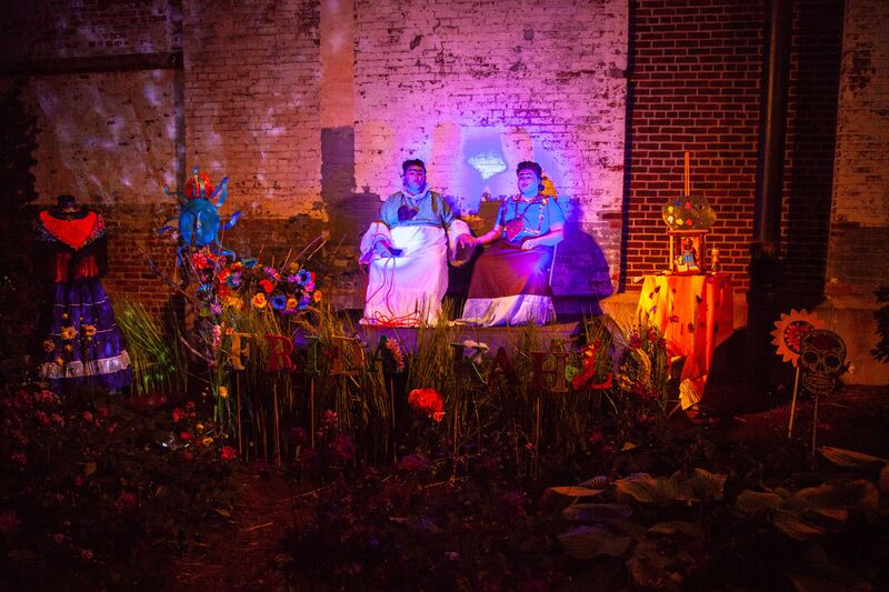 at FIRE FLOWERS AND A​ ​TIME MACHINE // FLORES DE FUEGO Y UNA MÁQUINA DEL TIEMPO by Shey Rivera Ríos, presented by The Wilbury Theatre Group in collaboration with WaterFire Providence; photo by Erin X. Smithers.