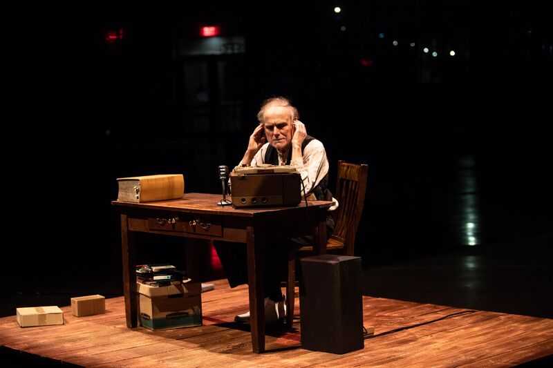 The Wilbury Theatre Group production of "KRAPP'S LAST TAPE", presented at the WaterFire Arts Center. 

KRAPP'S LAST TAPE was written by Samuel Beckett, and is directed for The Wilbury Group by Josh Short, with costume design by Erin Meghan Donnelly, light design by Max Ponticelli, sound design by Andy Russ, set/props design by Monica Shinn, stage management by Annalee Cavallaro, and assistant stage management by Shoshana Adler.

Photo by Erin X. Smithers.