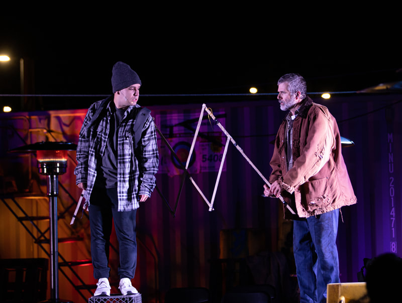 Jim O'Brien, Victor Neto, and Daraja Hinds in LIFTED at The Wilbury Theatre Group; photo by Erin X. Smithers.