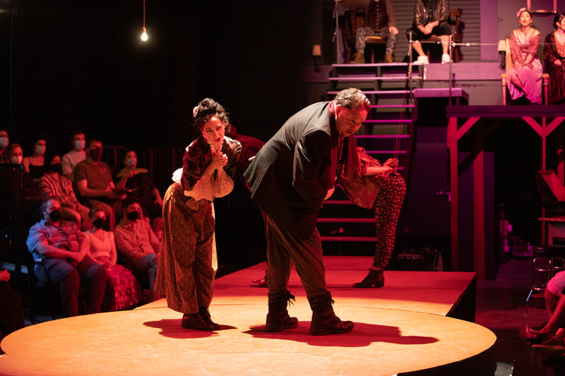 NATASHA, PIERRE & THE GREAT COMET OF 1812 at Wilbury Theatre Group; photo by Erin X. Smithers.

NATASHA, PIERRE & THE GREAT COMET OF 1812 by Dave Malloy, based on “War and Peace” by Leo Tolstory.

Wilbury Theatre Group production directed by Josh Short, with music supervision by Milly Massey, choreography by Ali Kenner Brodsky, music coordination by Susan Hodgin, costume design by Erin Meghan Donnelly, sound + light design by Andy Russ, scenic design by Keri King, Max Ponticelli, and Monica Shinn.

Intimacy direction by Susie Schutt, assistant direction by Jeffrey Ginsberg, assistant costume design by Lizzy Pegler, stage management by Allison Marchetti*, and assistant stage management by Emmy Varden*.
