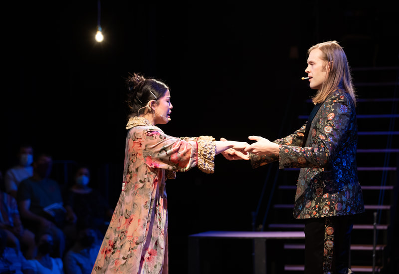 NATASHA, PIERRE & THE GREAT COMET OF 1812 at Wilbury Theatre Group; photo by Erin X. Smithers.

NATASHA, PIERRE & THE GREAT COMET OF 1812 by Dave Malloy, based on “War and Peace” by Leo Tolstory.

Wilbury Theatre Group production directed by Josh Short, with music supervision by Milly Massey, choreography by Ali Kenner Brodsky, music coordination by Susan Hodgin, costume design by Erin Meghan Donnelly, sound + light design by Andy Russ, scenic design by Keri King, Max Ponticelli, and Monica Shinn.

Intimacy direction by Susie Schutt, assistant direction by Jeffrey Ginsberg, assistant costume design by Lizzy Pegler, stage management by Allison Marchetti*, and assistant stage management by Emmy Varden*.
