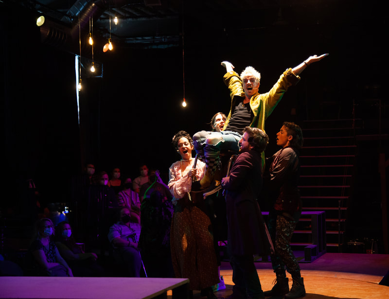 NATASHA, PIERRE & THE GREAT COMET OF 1812 at Wilbury Theatre Group; photo by Erin X. Smithers.

NATASHA, PIERRE & THE GREAT COMET OF 1812 by Dave Malloy, based on “War and Peace” by Leo Tolstory.

Wilbury Theatre Group production directed by Josh Short, with music supervision by Milly Massey, choreography by Ali Kenner Brodsky, music coordination by Susan Hodgin, costume design by Erin Meghan Donnelly, sound + light design by Andy Russ, scenic design by Keri King, Max Ponticelli, and Monica Shinn.

Intimacy direction by Susie Schutt, assistant direction by Jeffrey Ginsberg, assistant costume design by Lizzy Pegler, stage management by Allison Marchetti*, and assistant stage management by Emmy Varden*.
