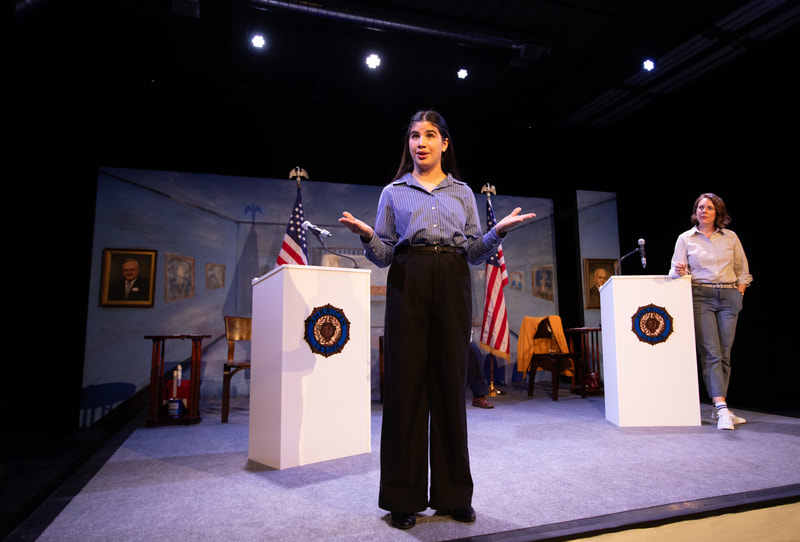 Charlotte Kinder in WHAT THE CONSTITUTION MEANS TO ME by Heidi Schreck at Wilbury Theatre Group, Providence RI; photo by Erin X. Smithers.