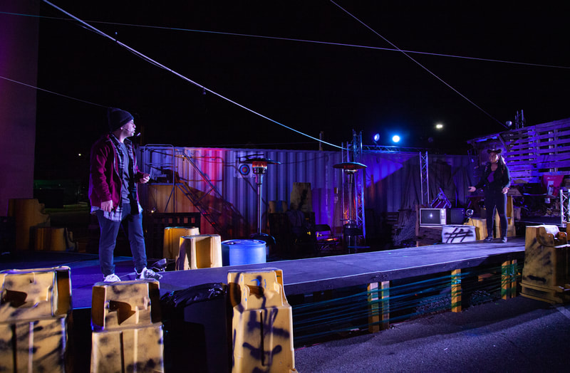 Jim O'Brien, Victor Neto, and Daraja Hinds in LIFTED at The Wilbury Theatre Group; photo by Erin X. Smithers.