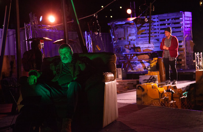 Jim O'Brien, Victor Neto, and Daraja Hinds in LIFTED at The Wilbury Theatre Group; photo by Erin X. Smithers.
