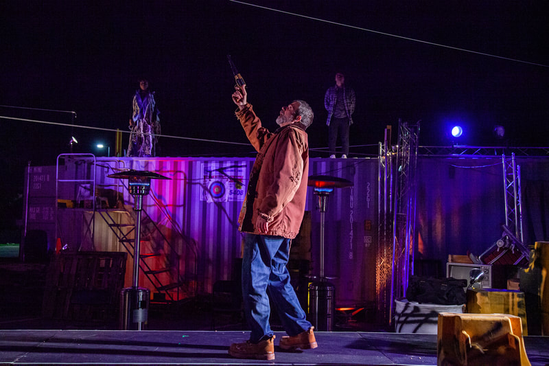 Jim O'Brien, Victor Neto, and Daraja Hinds in LIFTED at The Wilbury Theatre Group; photo by Erin X. Smithers.