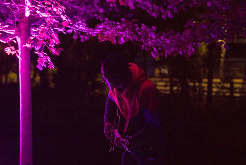 at FIRE FLOWERS AND A​ ​TIME MACHINE // FLORES DE FUEGO Y UNA MÁQUINA DEL TIEMPO by Shey Rivera Ríos, presented by The Wilbury Theatre Group in collaboration with WaterFire Providence; photo by Erin X. Smithers.